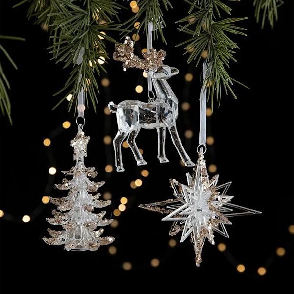 Julepynt Sequin Akryl Hængende Transparent Snefnug Butterfly Elk Juletræ Pynt Glædelig Jul (FMY) C