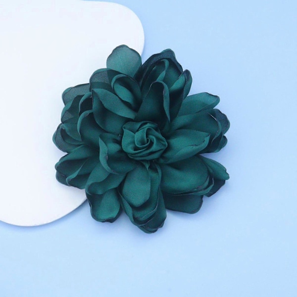 Stof Blomst Broche Stor Corsage Broche Rose Broche til Banket Dansedragt Violet (FMY) Dark Green 10cm