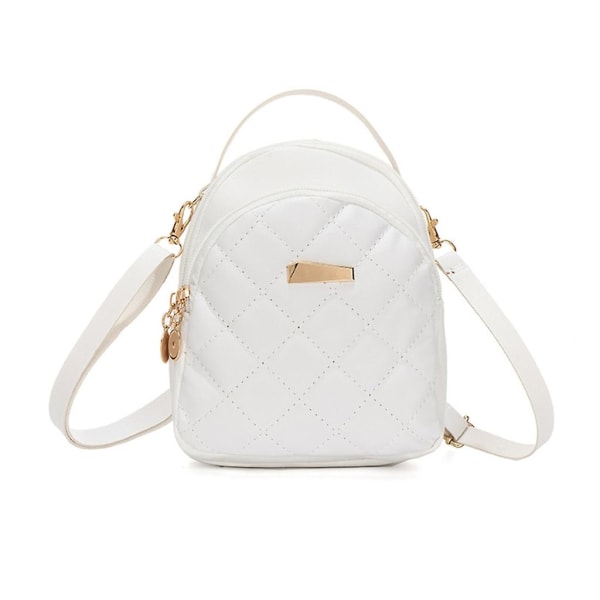 Flickor Casual Daypack Kvinnor Pu Läder Ryggsäck Studenter Liten Skolryggsäck  (FMY) White