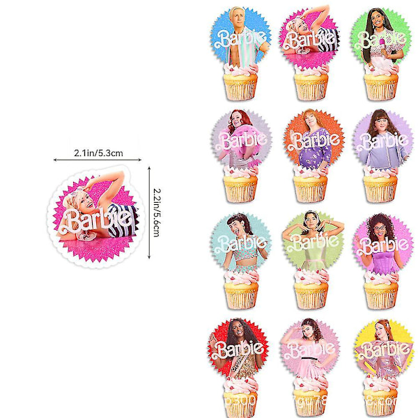 Barbie-elokuvateemaiset ilmapallot - syntymäpäiväjuhlat - vaaleanpunainen koristelu, mukaan lukien banneri, kakunkoriste, cupcake-koristeet, ilmapallosetti - juhlatarvikkeet (FMY)