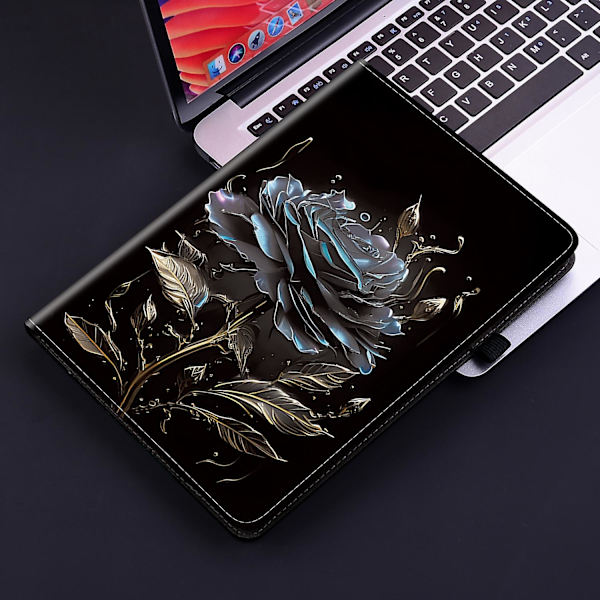 Maalattu Nahkakuori Samsung Galaxy Tab A 9.7 T550 T555 P550 (FMY) Black Rose