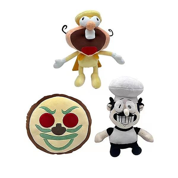 Peppino Pizza Tower -pehmolelu, Piirretty Pizza-kasvot, Täytetty söpö eläin Koti-koristeena Talonlämmityksen lahjoina Pizza Tower -pelin faneille Monivärinen (FMY) Chef