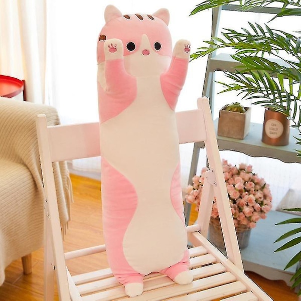 Lang kastepute Katt Plysj Leke Stor Med Sovende Dukke Dukke Bursdagsgave Jente (FMY) Pink 130 cm - 1.5 kg