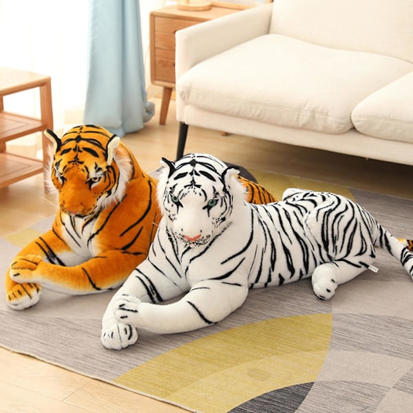 Plush Tiger Mjuk Bekväm Fylld Djur Gul Stor Tiger Kudde Leksak Heminredning (FMY) White 45cm