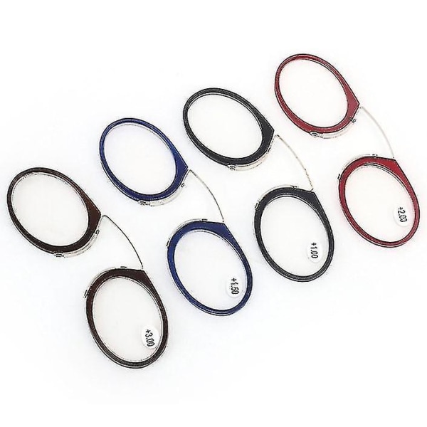 Bærbare næse-minilæsebriller med næseklemme Mænd Kvinder Læsere Receptpligtige briller uden ben 1,0 1,5 2,0 2,5 3,0 3,5 (FMY) brown 300 degree