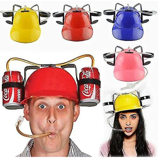 Øl-drikkingshjelm - Justerbar kanneholderhatt Drikk Topper - Øl Soda Straw - Party Fun Drink 1 stk Tilfeldig farge (FMY)