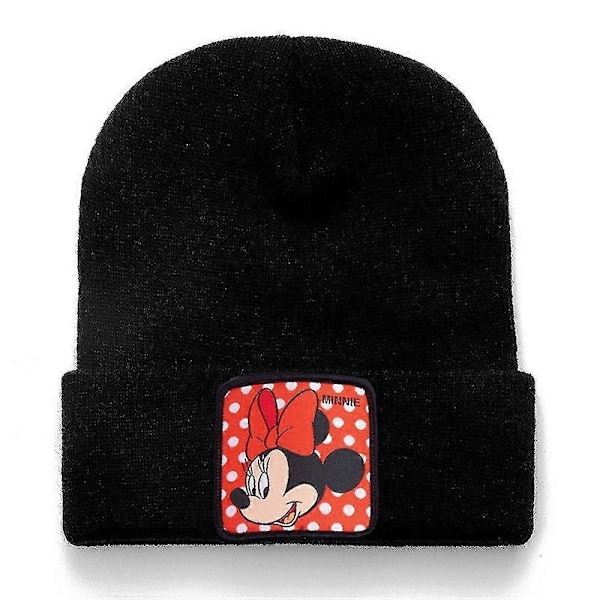 Dam & Herr Beanies för Vinter - Vikbara Beanie Hattar med Mickey Minnie Donald Duck Goofy Patch Stickad Skidhatt Varm Skallehatt (FMY) Minnie