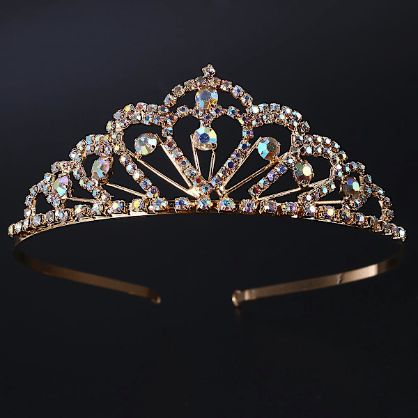 Huvudbonad Bröllop Brud Rhinestone Crown Queen Crown Retro Crown Crystal Crown Rhinestone Dekoration Crown Tiara (FMY) Golden