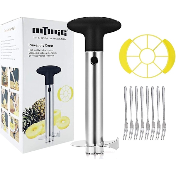 Ananas Skärare, Skivnings- och Urkärningsverktyg: [3-i-1] Ananas Skärare i Rostfritt Stål för Ananas Urkärning & Ananas Skal & (FMY)