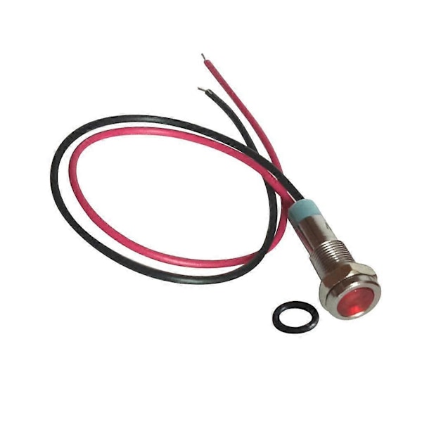 6 stk. 6mm 24V LED Metal Indikatorlampe med Ledningsender (FMY)