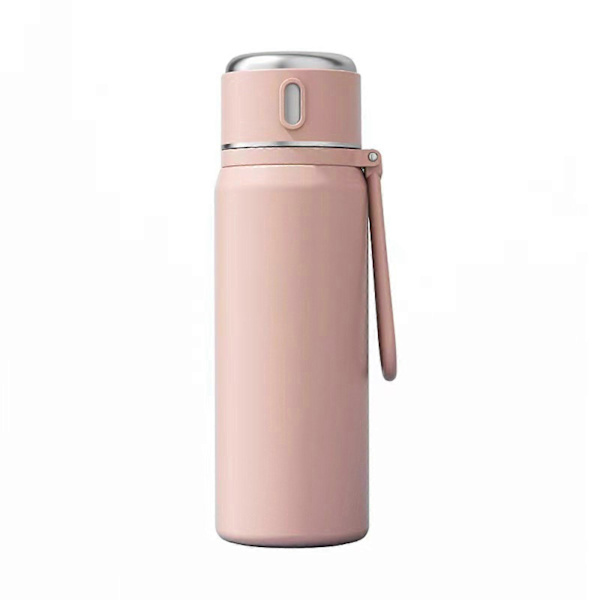 Tyhjiöpullo Termos Kuumaa Juomaa Varten Mukilla Ruostumattomasta Teräksestä Kahvi Termos Kahvalla 550 ml (vaaleanpunainen) (FMY)