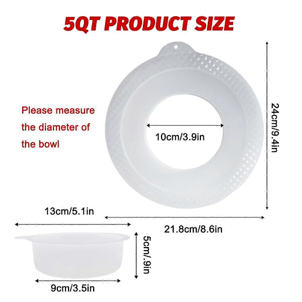 Skærm og Røreskålsdæksler til KitchenAid 4,5-5 Quart Skål (FMY) As Shown