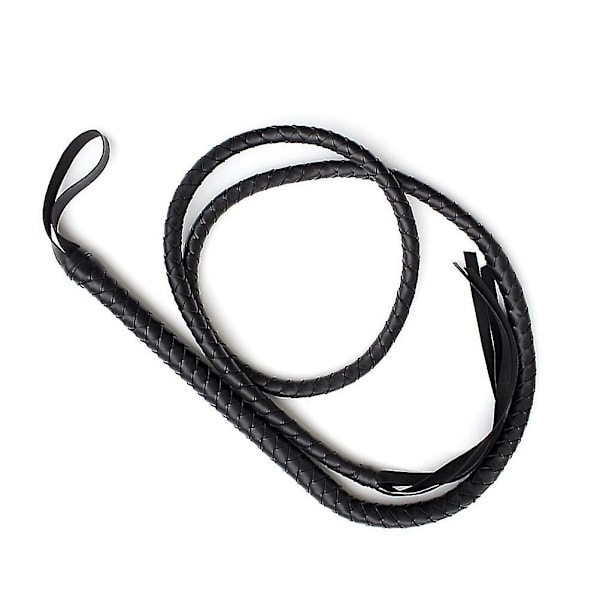 1,9 m Bullwhip Läder och Mocka Flätade Svansar Hästpiskar Ridning (svart)-E (FMY) Black Size 1