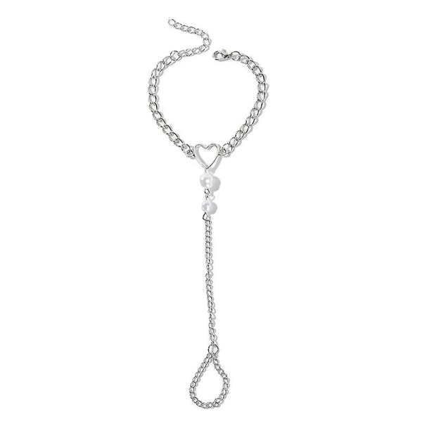 Ringarmband Hand Harness Halsband för kvinnor, Boho Hand Chain Ring Armband, Finger Ring Armband Hand Harness Necklace (FMY)