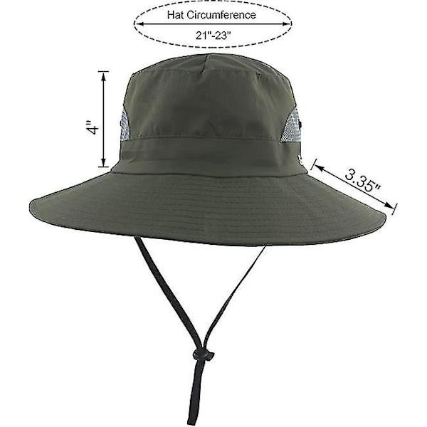 Dam sommar solhatt bred brätte utomhus UV-skydd hatt hopfällbar hästsvans hink keps för strand fiske vandring  (FMY) Army Green