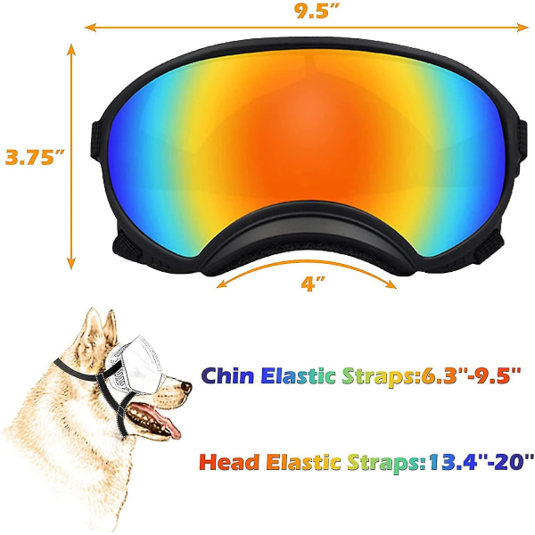 Yhsqv-hunde Goggles Hund Uv-beskyttelse Solbriller Med Justerbar Rem Hunder Vindtett Anti-tåke Utendørs Kjæledyr Briller  (FMY) Black frame x red glass