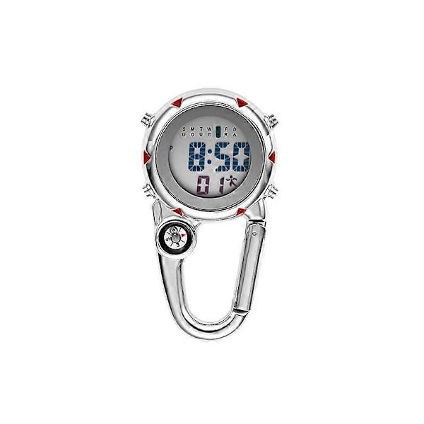 Auspicious-karabinhage Ur Clip-On Multifunktionel Karabinhage Quartz Ur Lysende Urskive Fob Digitalur Red