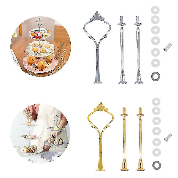 10 Sett Kake Stativ Beslagsett Lagdelt Brett For 3 Lags Kake Stativ Holder Hardware (FMY) Silver