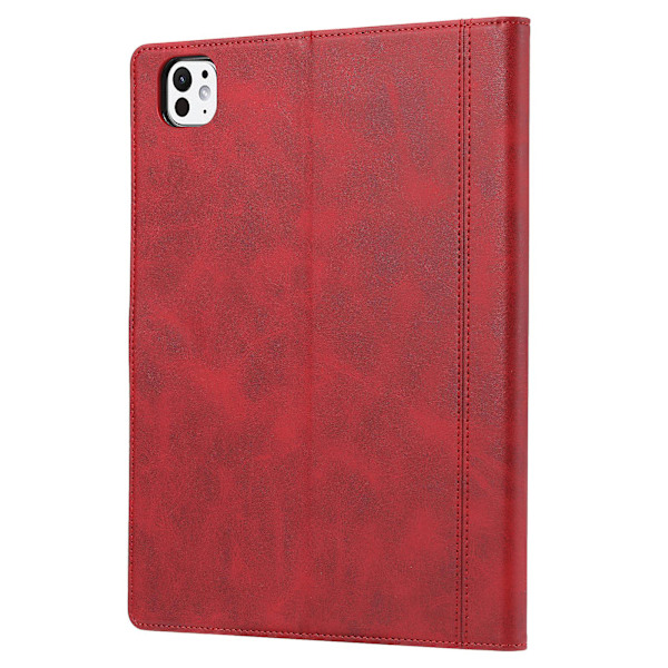 Fodral för iPad Pro 11 (2024) med Auto Wake/Sleep, Läderplånbok, Tablettöverdrag med Kortfack Red