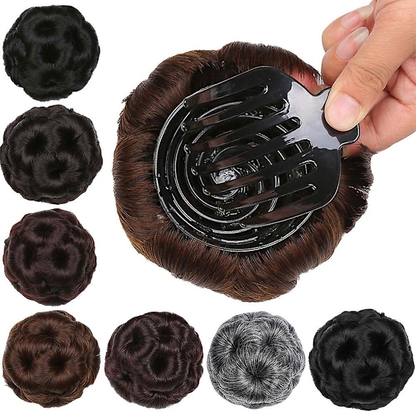 Faux syntetiskt hår bulle förlängning elastisk vågig bröllop donut chignon hårbit Qinhai  (FMY) Wine Red