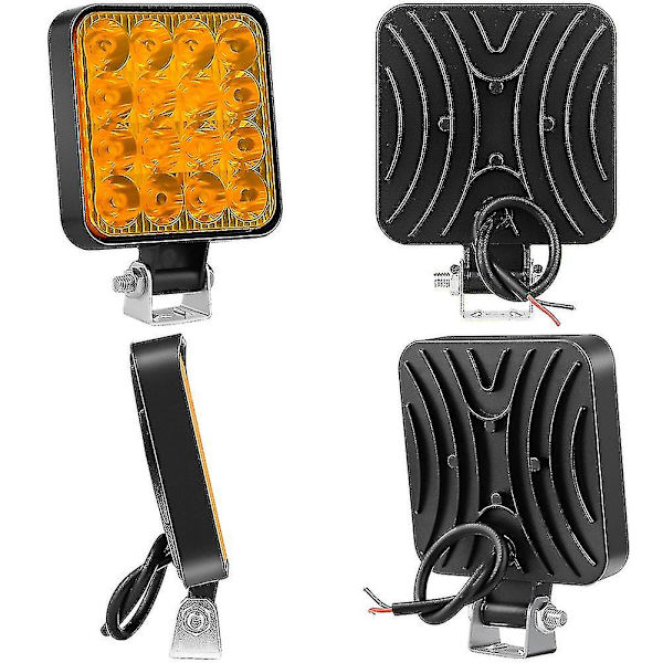 Støvtett arbeidslys Spotlight Truck Off Road Traktor Vanntett 1200lm 12v 24v 1stk 48w 16led Høy Intensitet Zy  (FMY) Yellow China