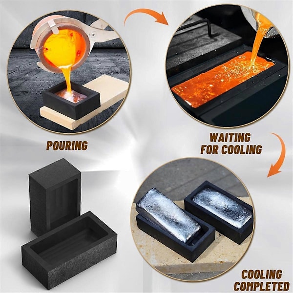 1 Stycke 1kg Grafitgjutform Gjutverktyg, Gjutsmältverktyg, Används för att förädla Guld, Silver, Koppar, Aluminium (FMY) Black
