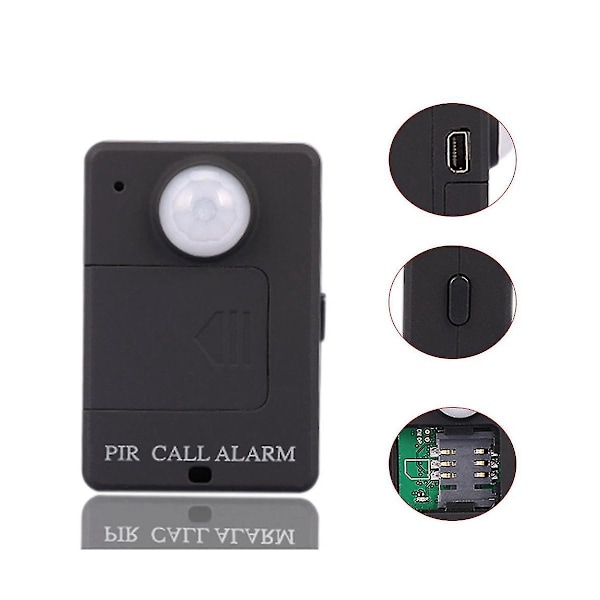 Mini Gsm Pir Larm Rörelsesensor Larm Infraröd Trådlös Gsm Larm Stöldskydd Rörelsedetektor Med Eu-kontakt (FMY) Black