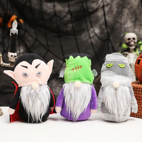 Halloween Gnomes Stående plysjdekor Halloween Dverg Ornamenter For bokhylle Hjem skinnende Silkeaktig skjegg Ansiktsløst For Doll (FMY)