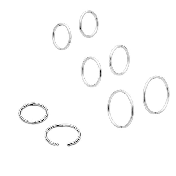 Sølv 925 Massivehængte Hoopsølvøreringe Vælg 6mm, 8mm, 10mm, 12mm (FMY)
