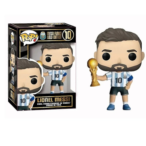 Uusi tyyli Funko Jalkapallotähdet Musta Kulta Edition Lionel Messi 10# Action Figures Collection Statue Malli Nuken Joululahja (FMY) B W