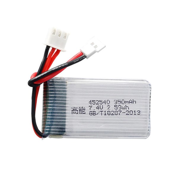 2 kpl 7,4 V 350 mAh 452540 Lipo-akku, yhteensopiva Jxd 515 515w 515v Rc Mini Fpv -lennokin kanssa, Quadcopter-varaosat 7,4 V litium-polymeeriakku (FMY) Black