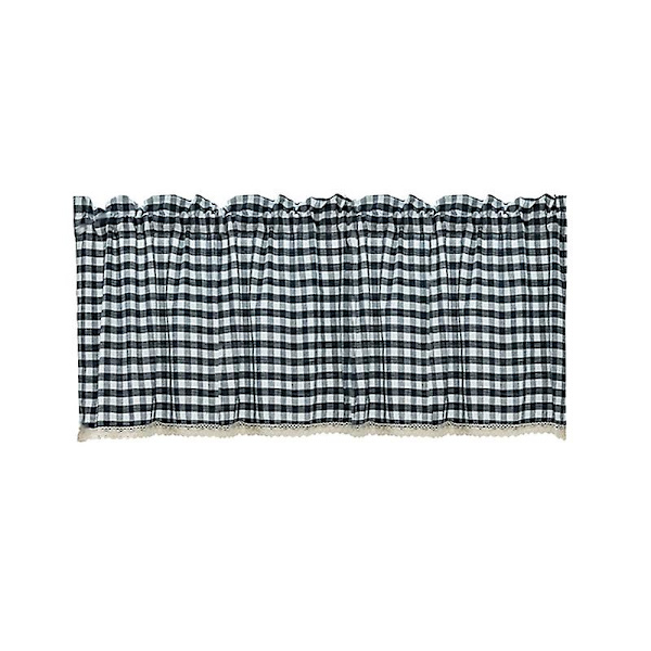 Keittiön ikkunan ruudullinen lyhyt verhotanko verho koti sisustus  (FMY) Navy Blue 74 X 61cm