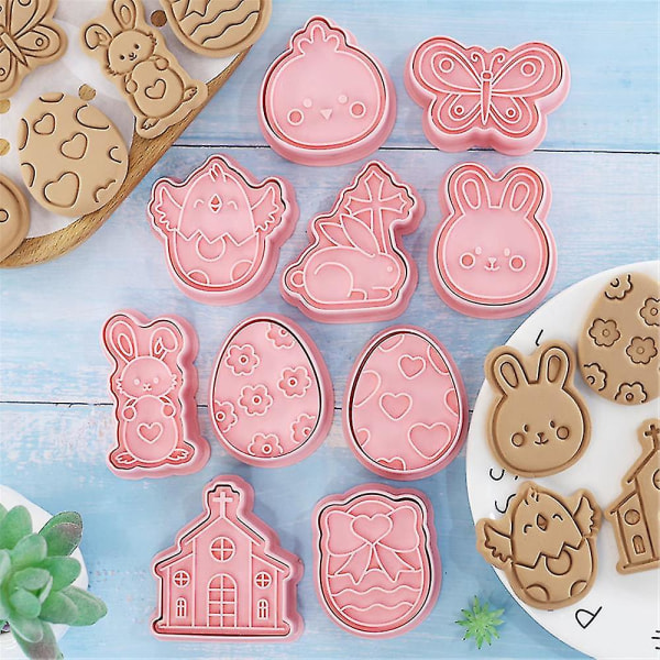 10 stk Påskekanin Kakeformer Cartoon Påske Egg Kyllinger Sommerfugl Kjeks Fondant Baking Mold  (FMY)