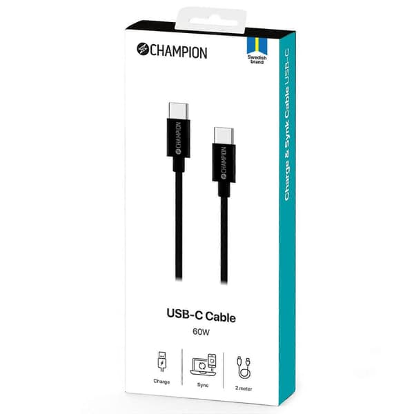 USB-C-kaapeli 60 W 2 m musta (FMY)