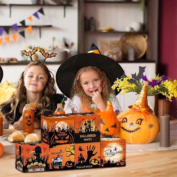 12 st Halloween Godisaskar Trick or Treat Presentaskar Roliga Festfavoriter Ask Godisaskar Kakor Godispåsar 3D Halloween Hus Kartong (FMY) E