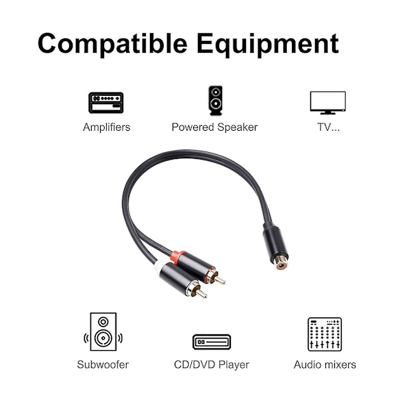 RCA Y-adapter 1 RCA hun til 2 RCA han Y-splitter digital stereokabel (FMY)