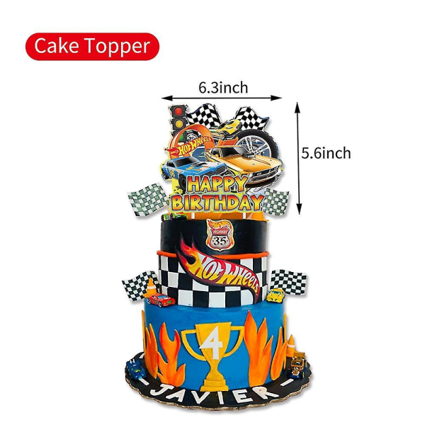 Hot Wheels Barnfestutstyr for Barn, Bursdagsparty Dekorasjon Banner Ballonger Kake Topper Sett (FMY)