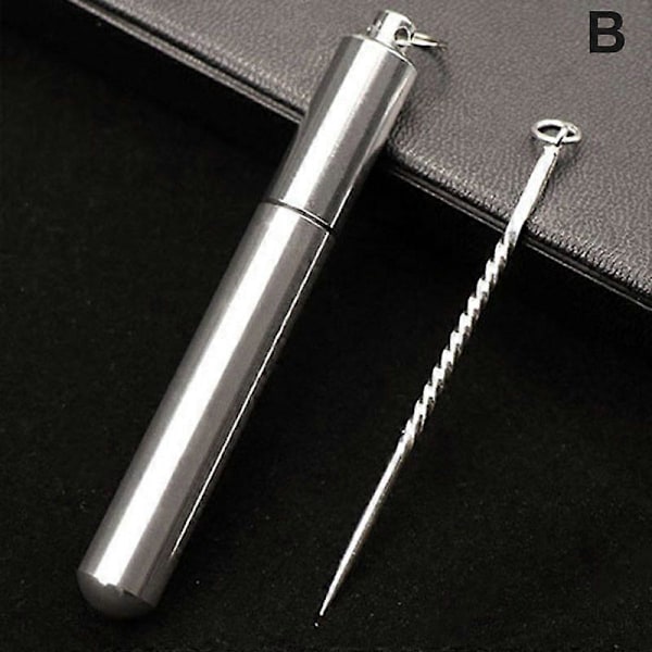 Portabel Silver Tandpetare Utomhus Återanvändbara Mat Fruktplockar för Camping Picknick (FMY) B-With Holder