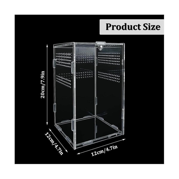 Liskojen terraariolaatikko, liskojen ruokalaatikko, läpinäkyvä hyönteisten ruokalaatikko, hämähäkeille, sarvikoille, lemmikkieläimille (FMY)