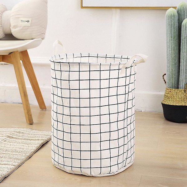 Stor Tvättkorg Rund Smutsig Kläder Vikbar Hink Förvaring Tunna Organizer (FMY) White 1pc