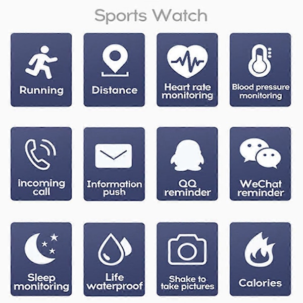 Älykello Rannekoru Syke Verenpaine Unenvalvonta Vedenpitävä Fitness Tracker Urheilukellot Unisex Miehille Naisille Lahja (FMY) Silver White