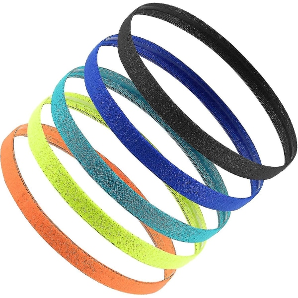 5 st sportpannband för pojkar, elastiska sporthårband, halkfria, tunna fotbollspannband (FMY)