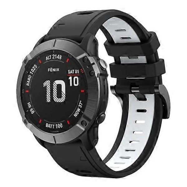 Til Garmin Fenix 6 Pro GPS 22mm To-Farvet Sports Silikon Urrem (FMY) Black-White