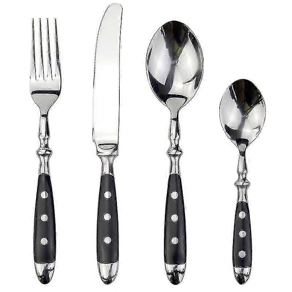 Klassisk elegant harpiksnagler håndtak stil rustfritt stål vestlig bestikk 4 i 1 sett delikate redskaper servise for hjemmet (FMY) 3152 black