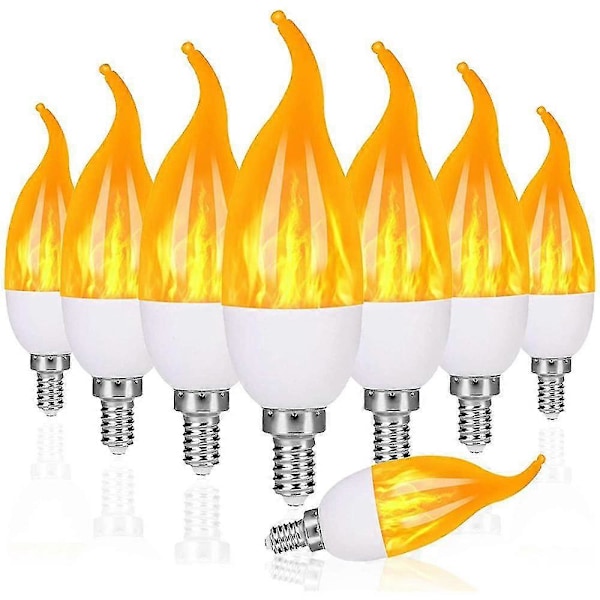 LED Flamme Flimrende Pære LED Ild Emulering Lys E14 E27 Stearinlys Lampe 4 Tilstande Belysning Kreativ Juleatmosfære Lampe Hjem Dekoration 1 Stk (FMY) E14 2 pcs