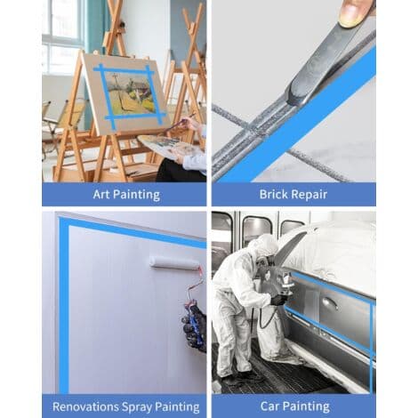 Ruller med 50m x 24mm malertape til maling, renovering og lakering (blå)