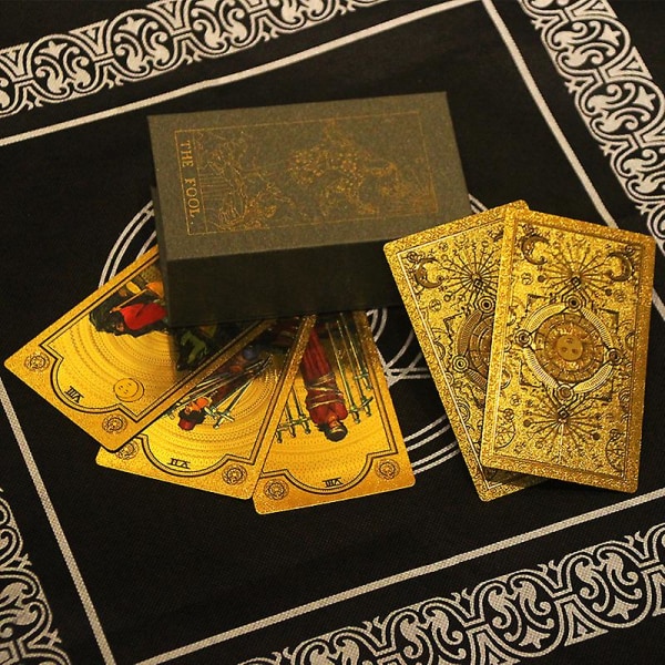 Lyx guldfolie Tarot Oracle Card Divination Fate Tarotkort av hög kvalitet (FMY) Gold one  size
