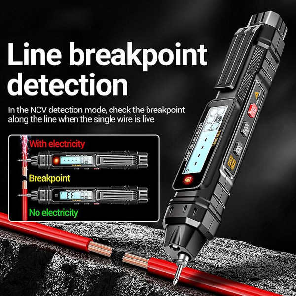 Digital Multimeter Pen Tester AC/dc Voltage Meter Live Zero Line Detector Buzzer Ohm Tester Pen (uden batteri) (FMY)