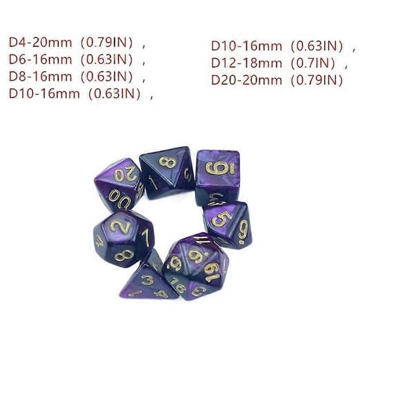 7 Stykker Polyhedrale Terninger Multisidede Terninger Rpg Terning Sæt Multi Facetterede Terninger Sæt Til Fest  (FMY)