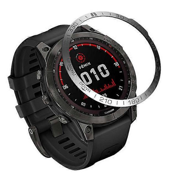 Passer til Garmin Fenix 7X Klokke Bezel Ring Rustfritt Stål Klokke Rammebeskytter Anti-Riper Bezel Ring for Garmin 7x/7/7s (FMY) Silver gray For fenix7x